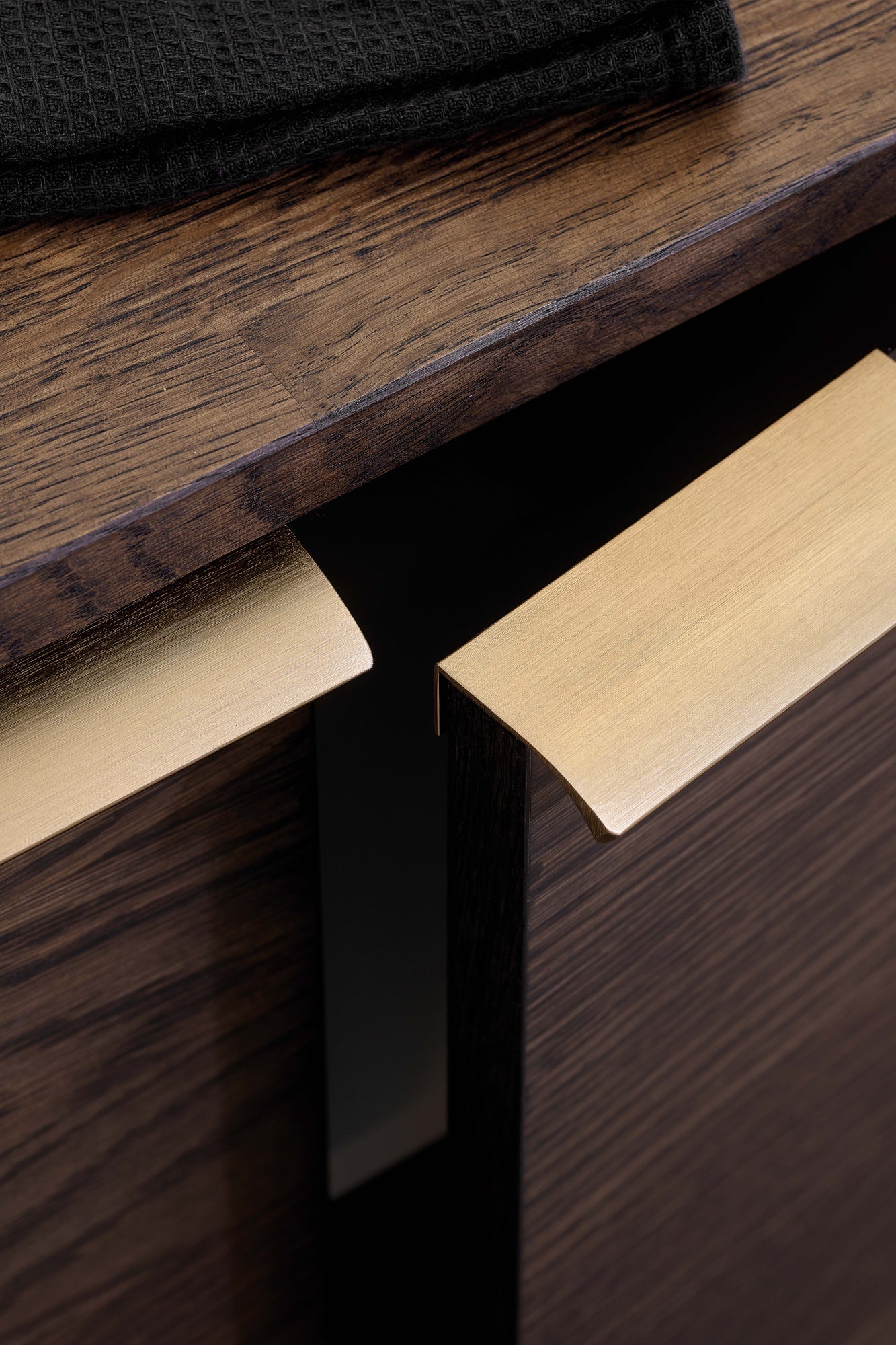 Brushed Bronze "Edge Straight" Tab Drawer Pulls