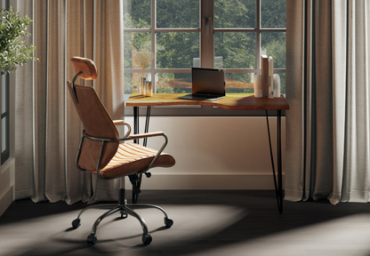 Executive Swivel Office Chair Cigare Tan Leather