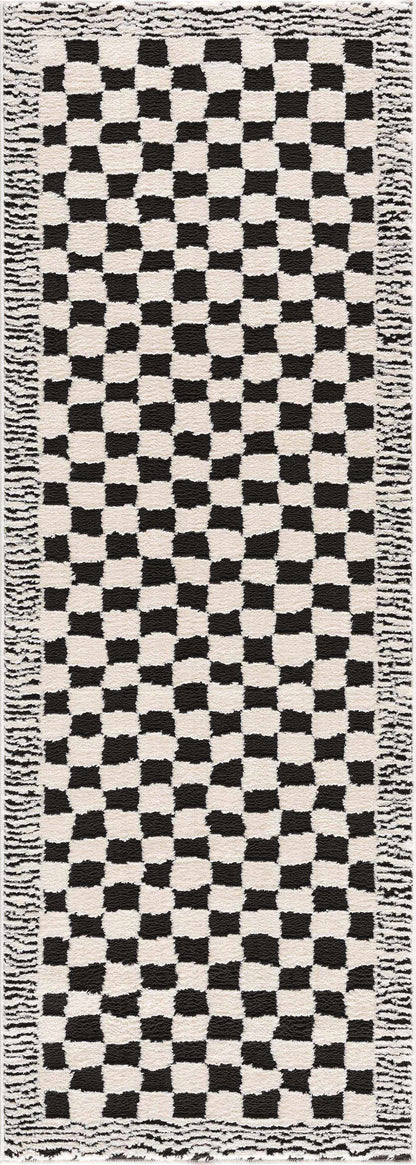 Leryn Black & White Checkered Area Rug.