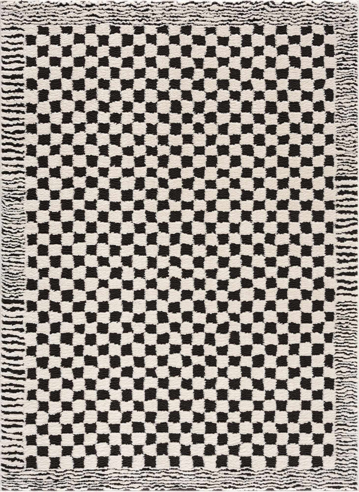Leryn Black & White Checkered Area Rug.