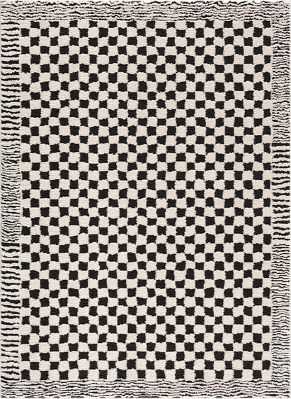 Leryn Black & White Checkered Area Rug.