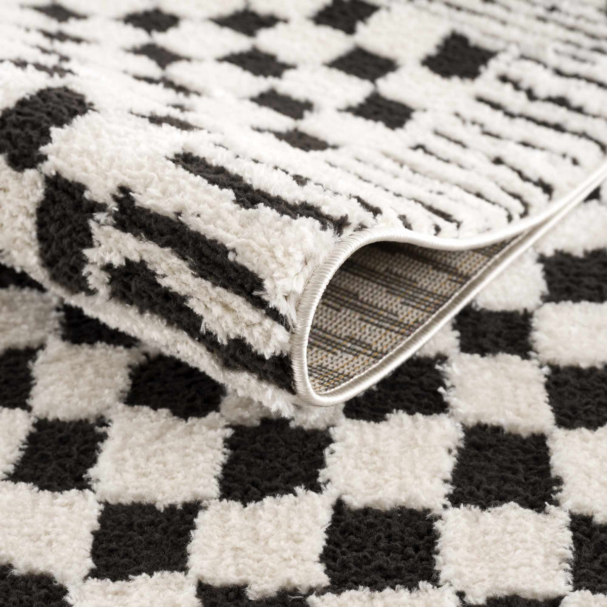 Leryn Black & White Checkered Area Rug.