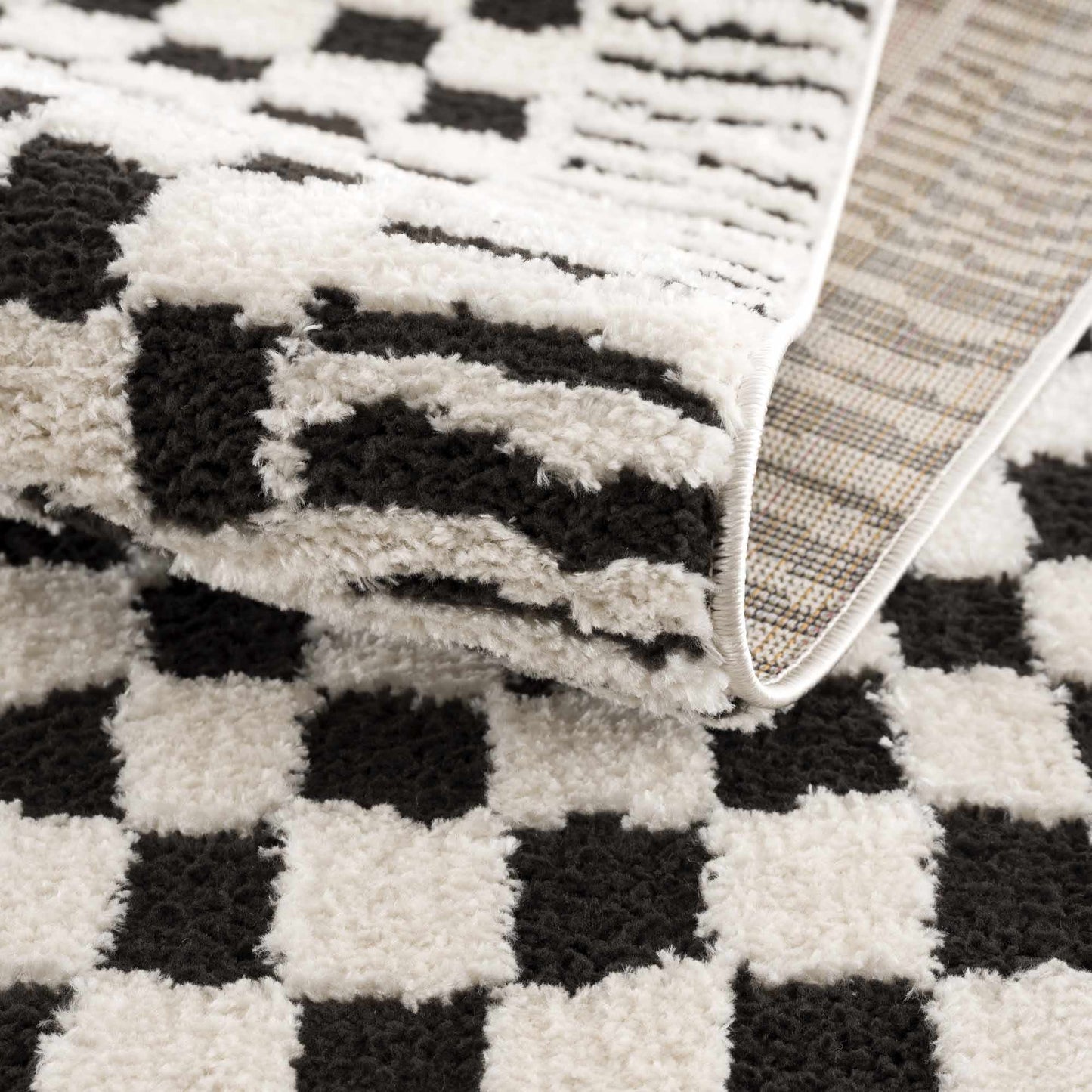 Leryn Black & White Checkered Area Rug.