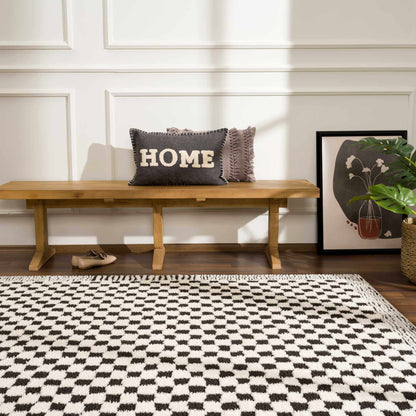 Leryn Black & White Checkered Area Rug.
