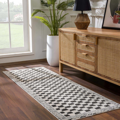 Leryn Black & White Checkered Area Rug.