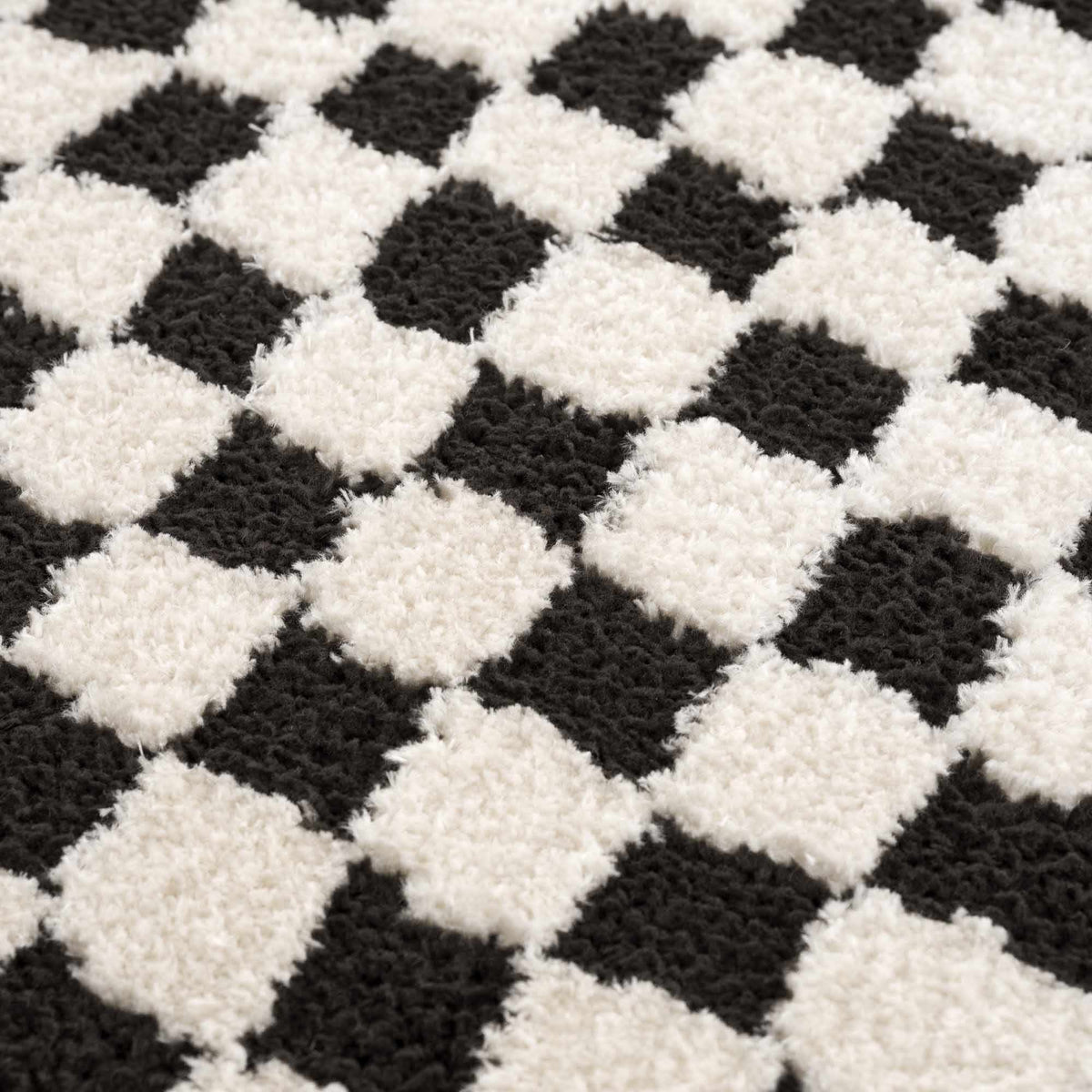 Leryn Black & White Checkered Area Rug.