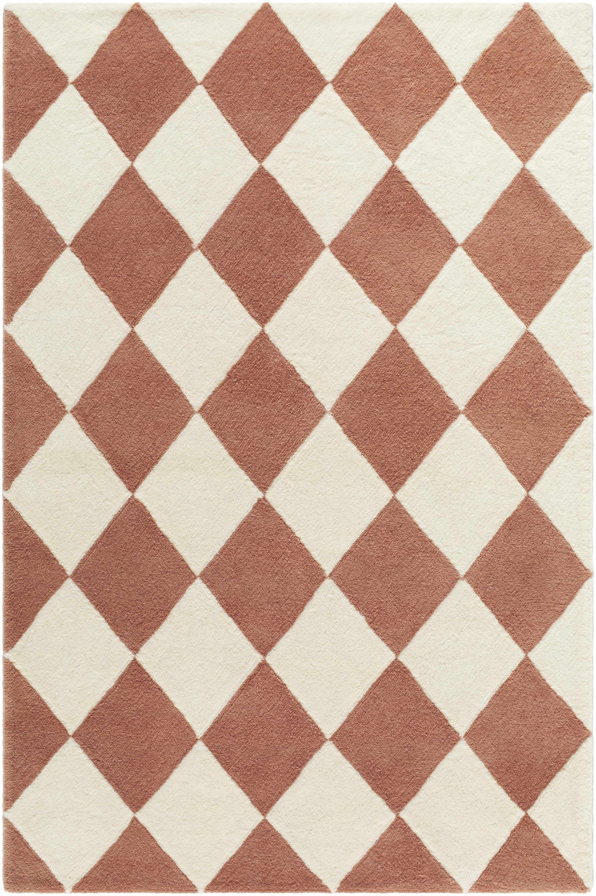 Rug with red and white diamond pattern