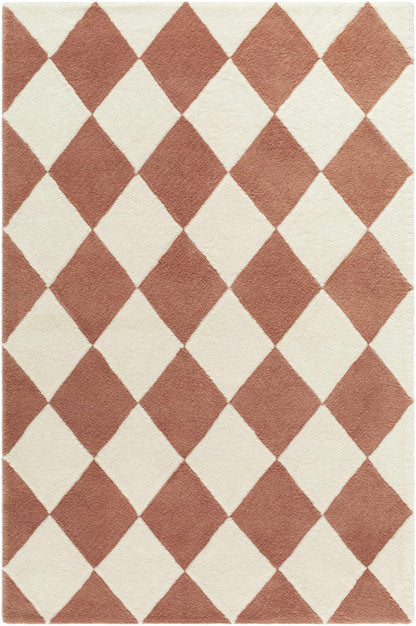 Rug with red and white diamond pattern