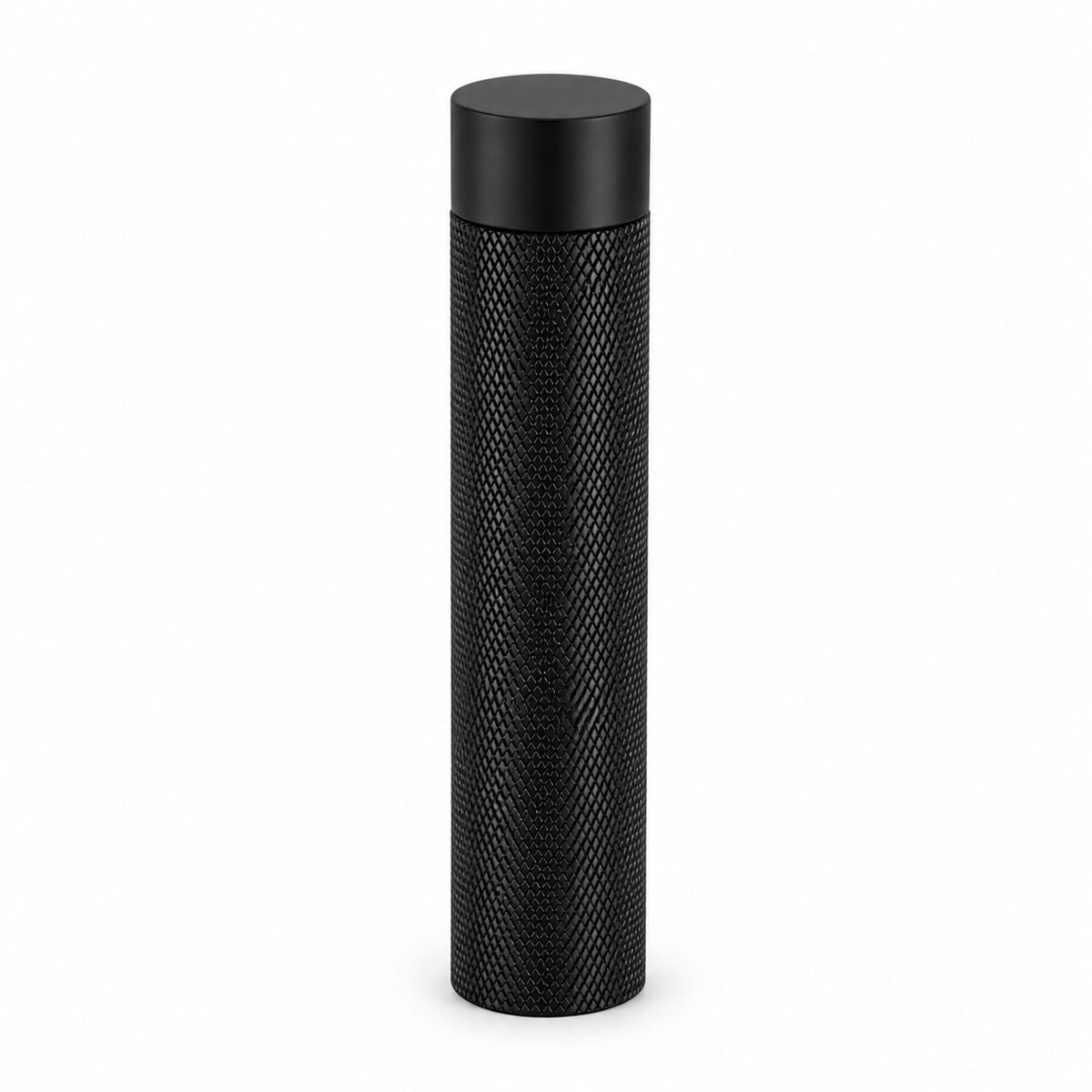 3" Wall-Mount Knurled Round Post Door Stop – Solid Brass, Residential Grade, Flat Black (US19).