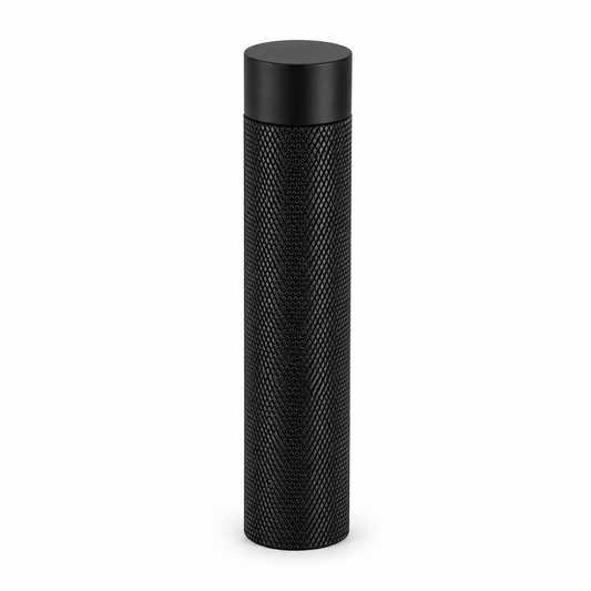 3" Wall-Mount Knurled Round Post Door Stop – Solid Brass, Residential Grade, Flat Black (US19).