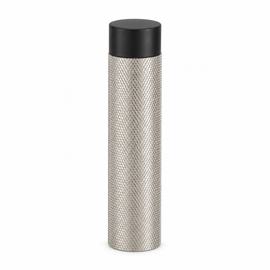 3" Wall-Mount Knurled Round Post Door Stop – Solid Brass, Residential Grade, Satin Nickel (US15).