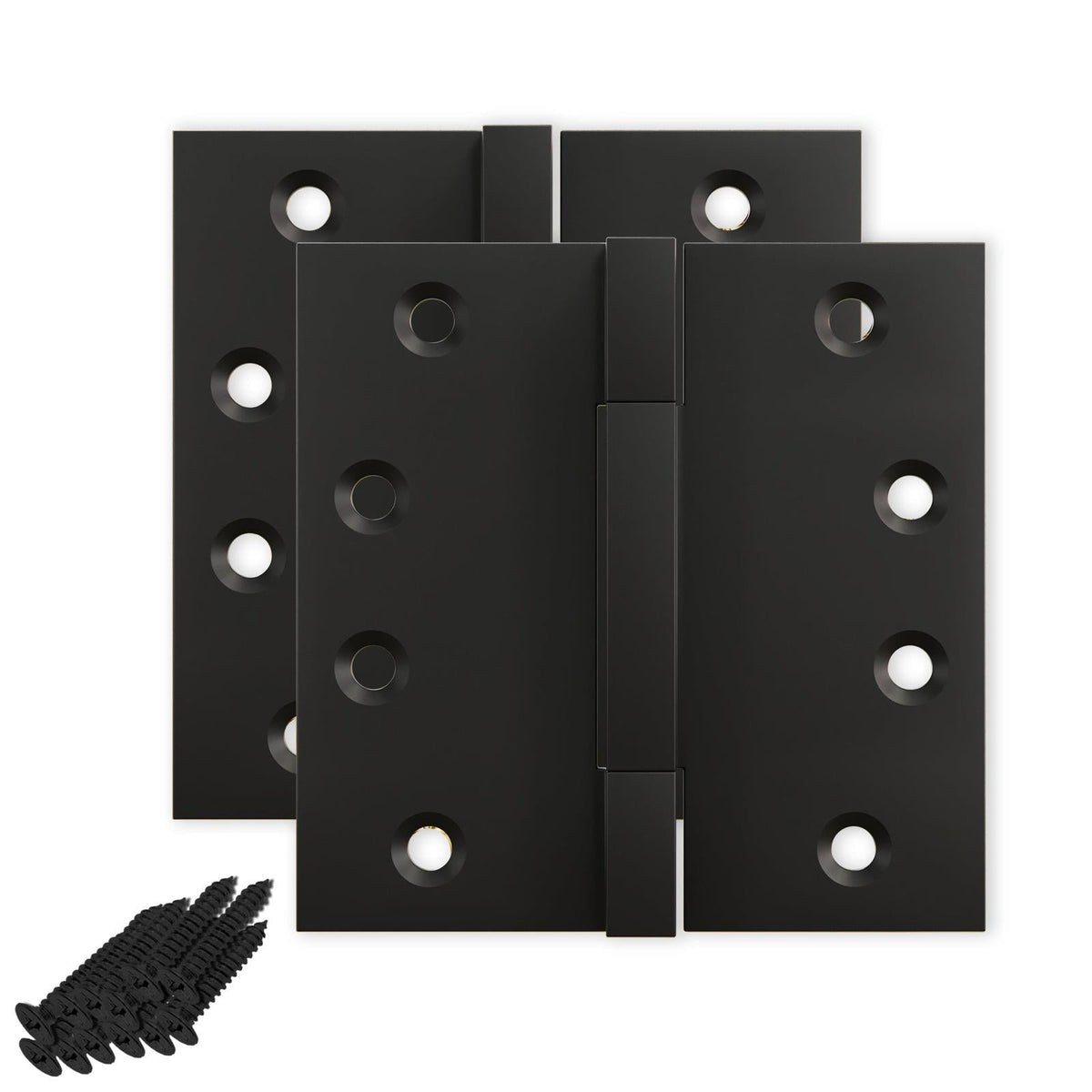 4x4 Inch Solid Brass Square Barrel Door Hinge - Flat Black.