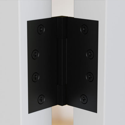 4x4 Inch Solid Brass Square Barrel Door Hinge - Flat Black.