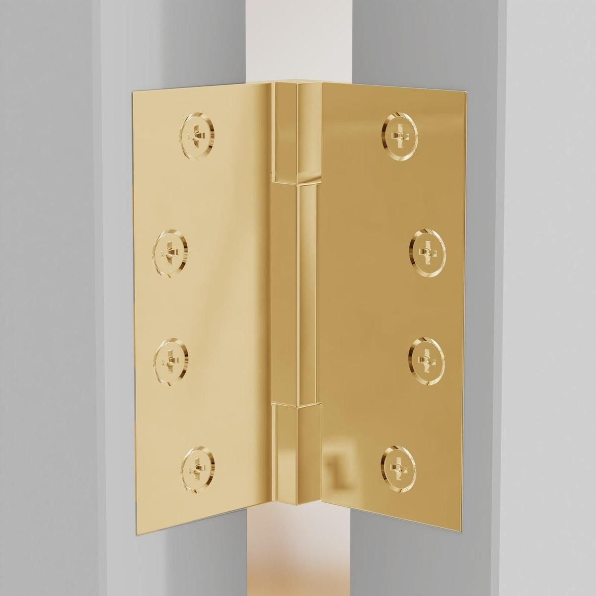 4x4 Inch Solid Brass Square Barrel Door Hinge - Polished Brass.