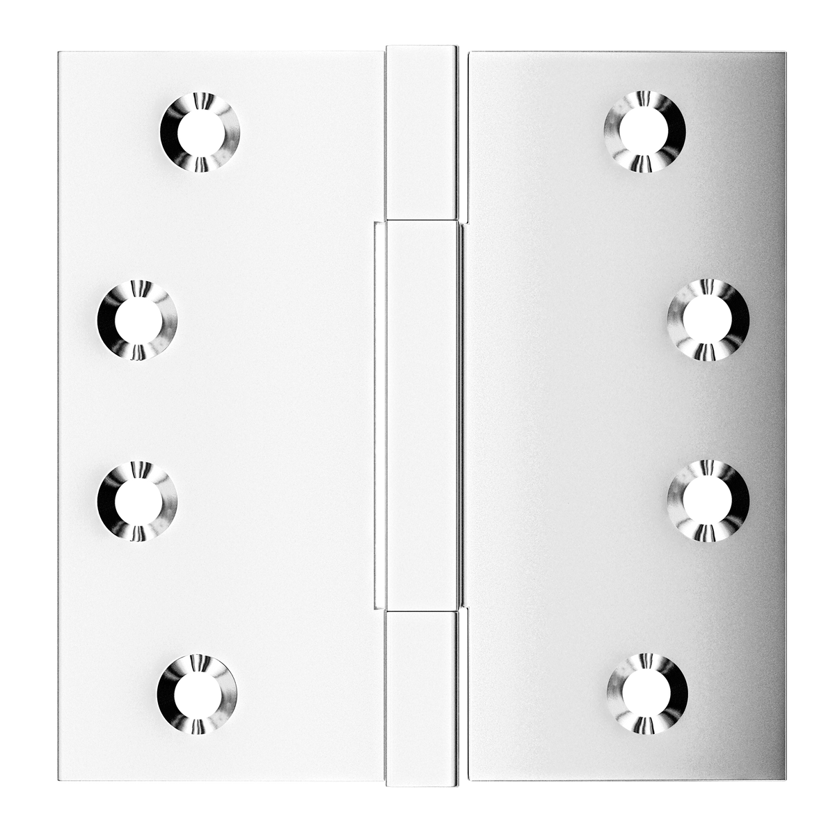 4x4 Inch Solid Brass Square Barrel Door Hinge - Polished Chrome.