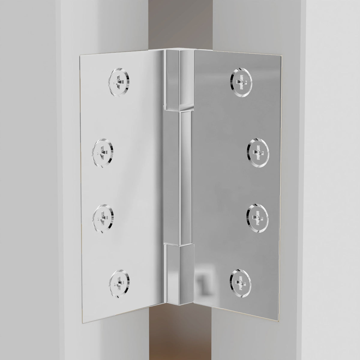 4x4 Inch Solid Brass Square Barrel Door Hinge - Polished Chrome.
