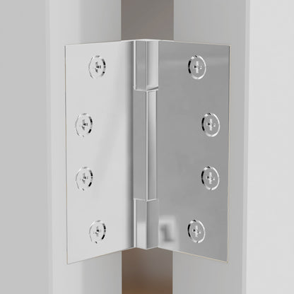 4x4 Inch Solid Brass Square Barrel Door Hinge - Polished Chrome.