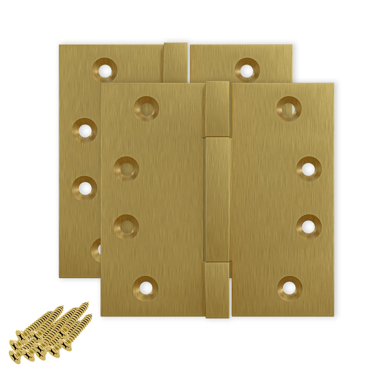 4x4 Inch Solid Brass Square Barrel Door Hinge - Satin Brass.