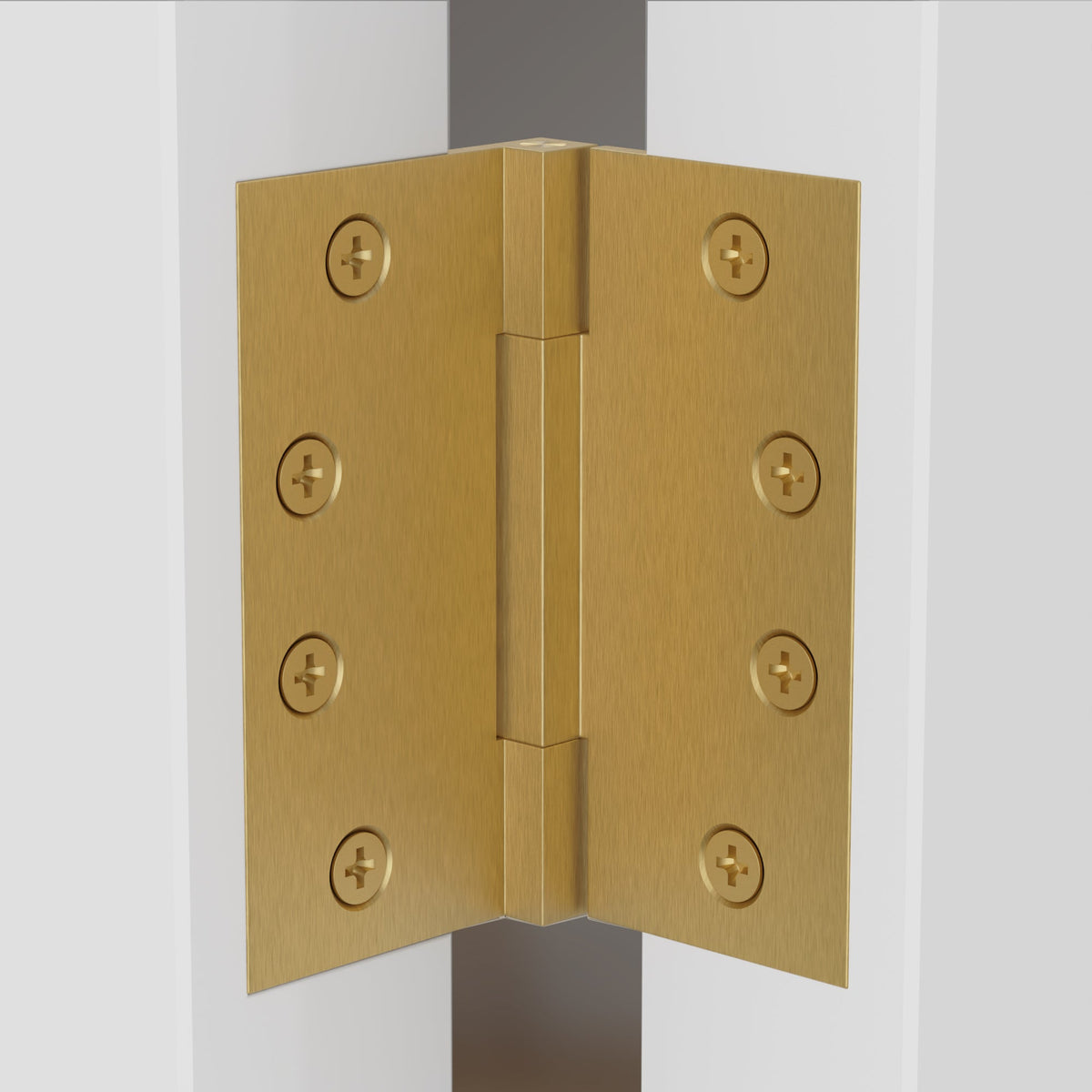 4x4 Inch Solid Brass Square Barrel Door Hinge - Satin Brass.