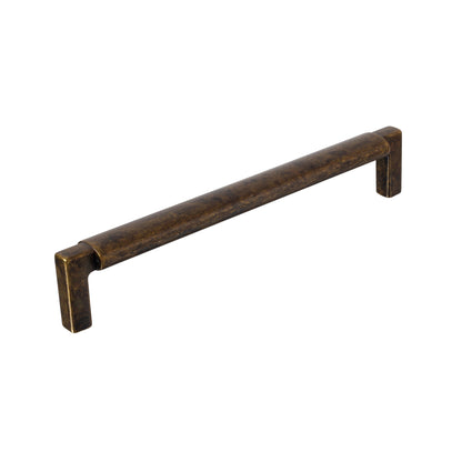 U-Shaped "Florence" Cabinet Knob and Drawer Pulls in Worn Brass.
