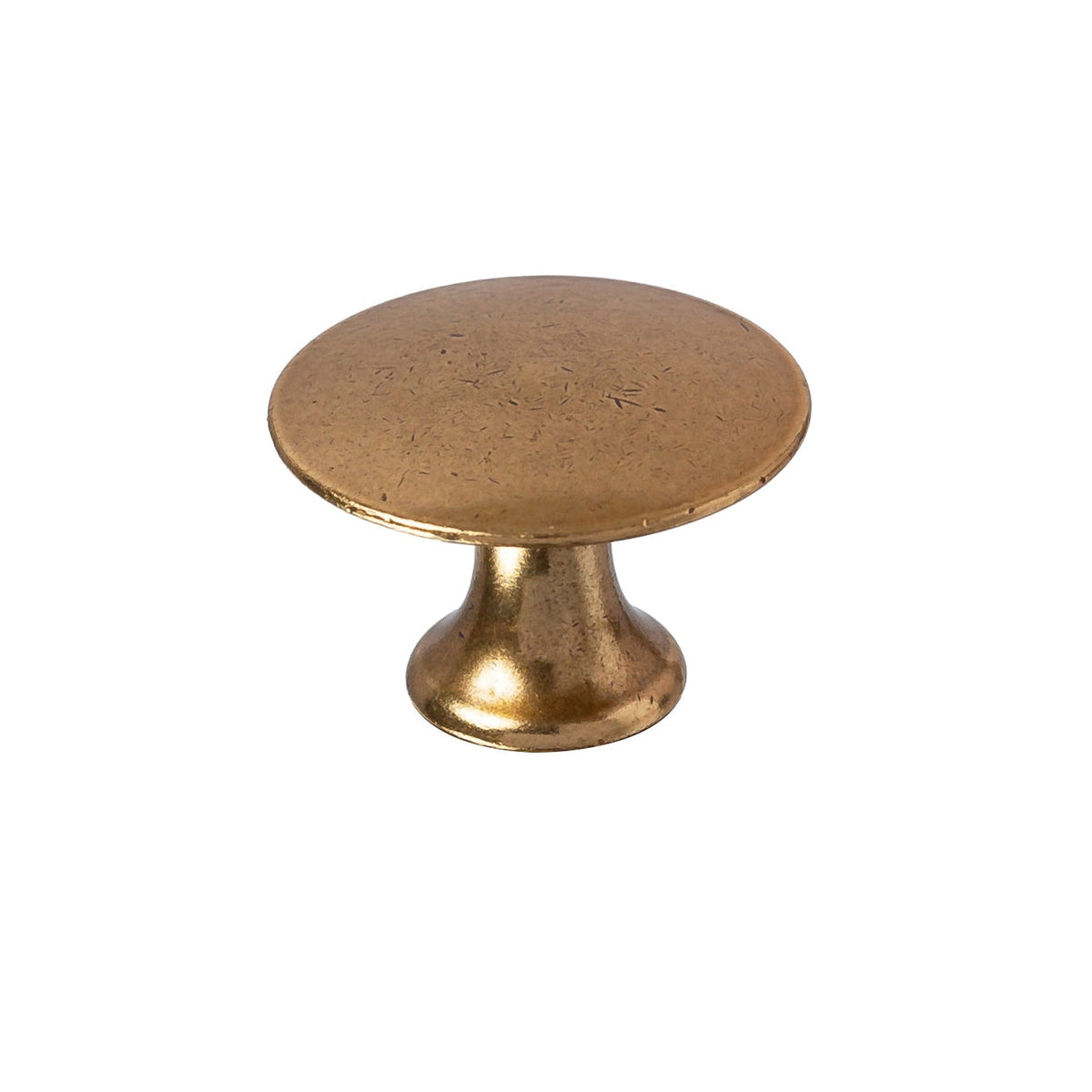 Antique Brass Round "Bari" Cabinet Knob.