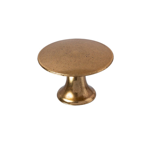 Antique Brass Round "Bari" Cabinet Knob.