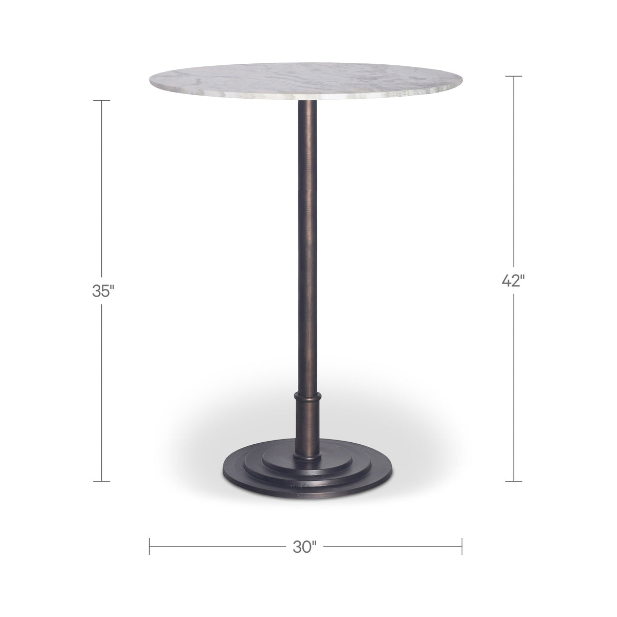 Tori Outdoor Bar Table White Marble dimensions