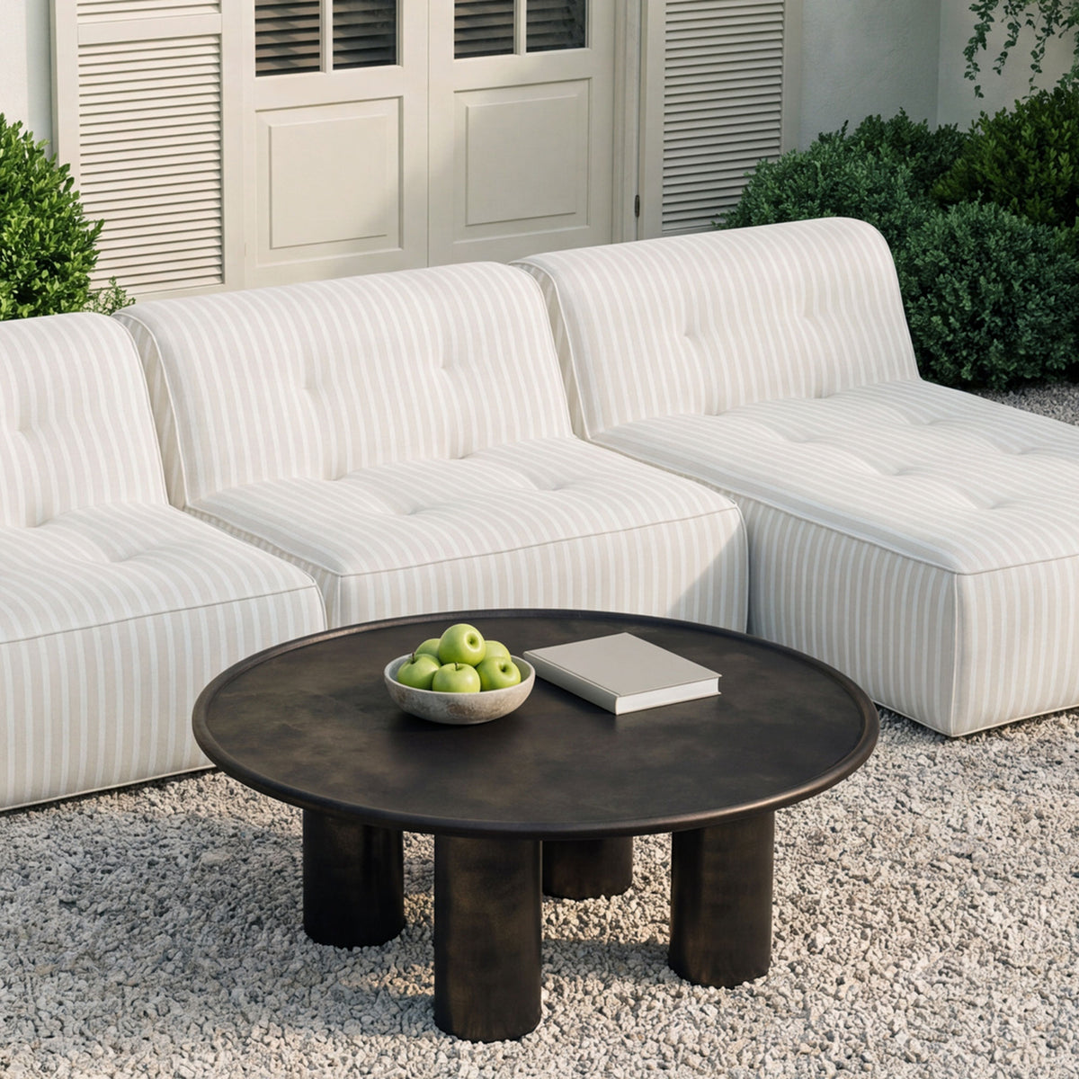 Deacon Outdoor Coffee Table Deep Bronze lifestyle image