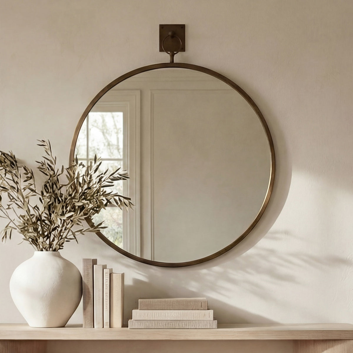 Cameo Mirror Aged Brass lifestyle view