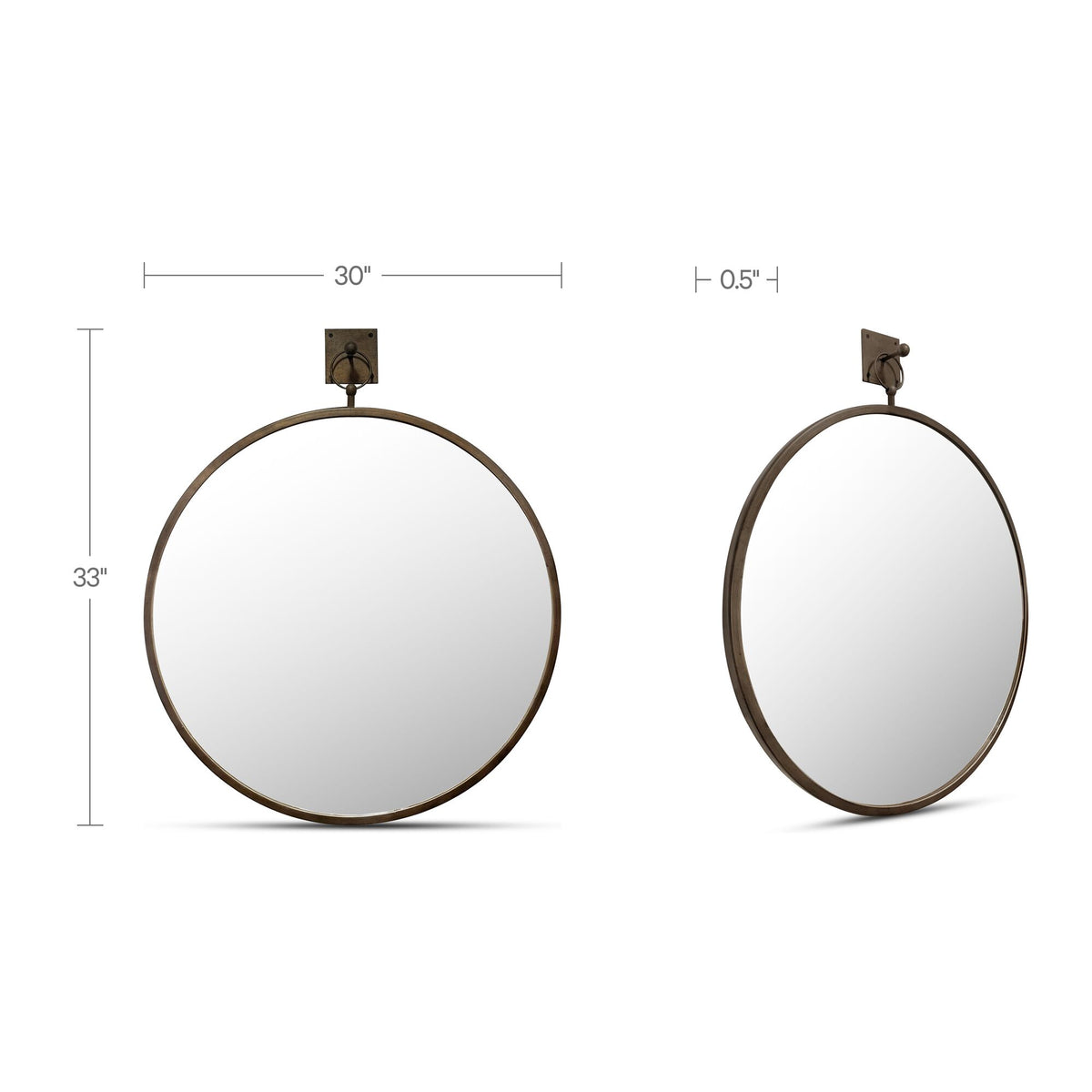 Cameo Mirror Aged Brass detail view 5