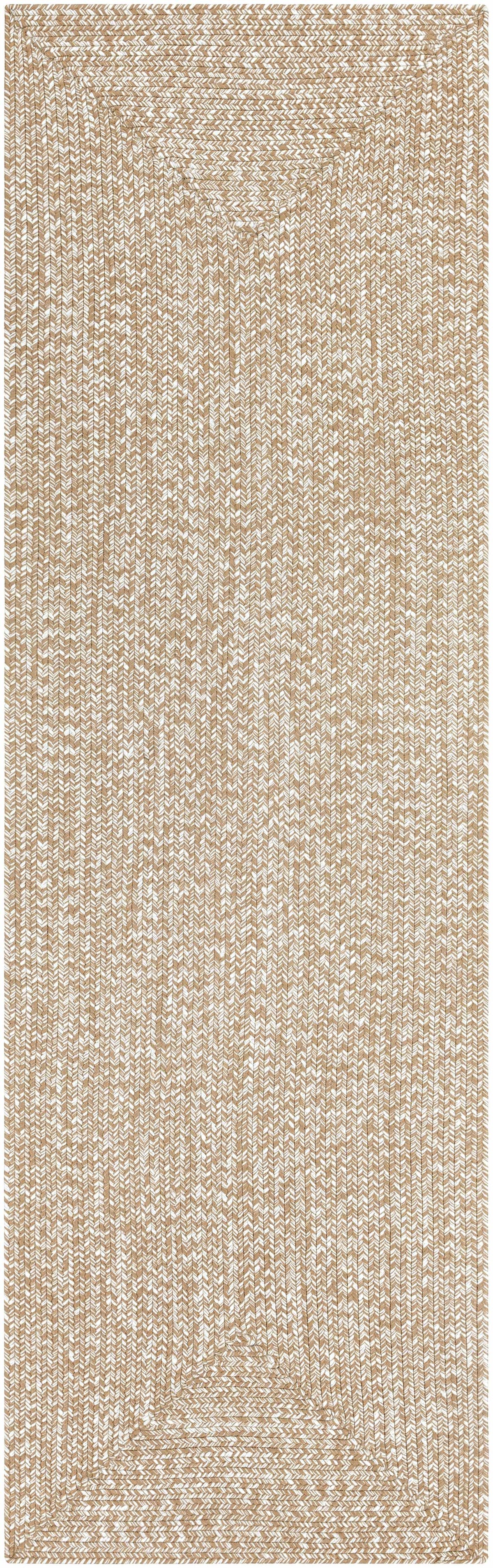 Cream Braided Faux Jute Outdoor Rug.