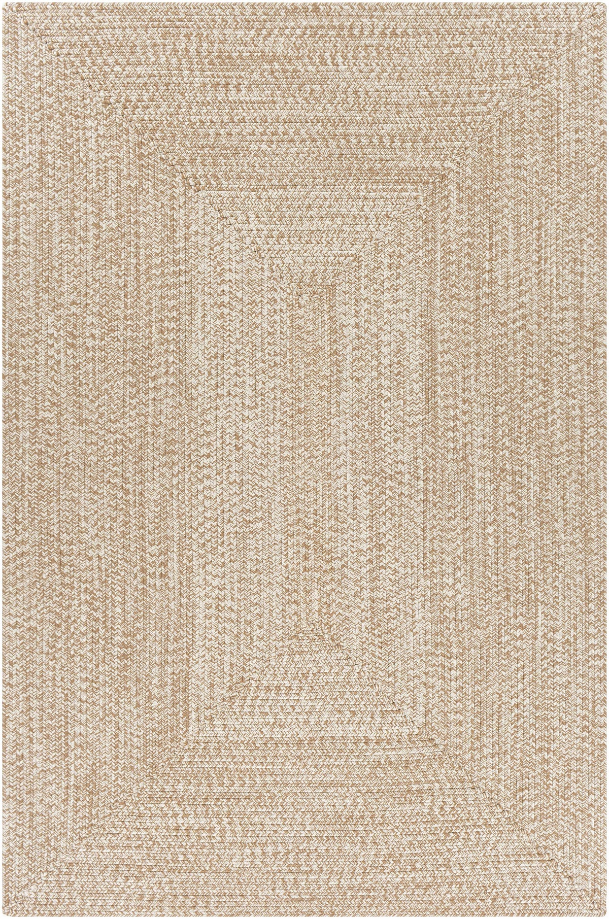 Cream Braided Faux Jute Outdoor Rug.
