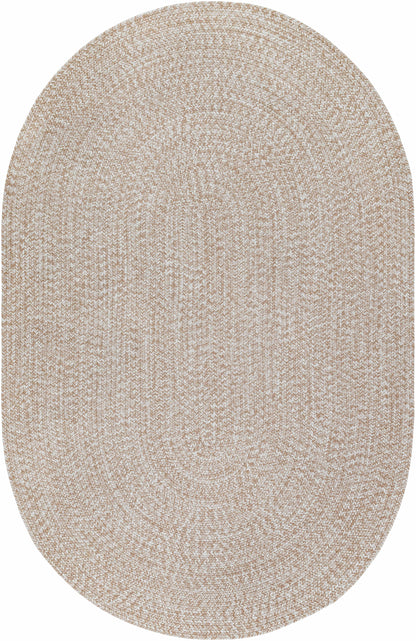 Cream Braided Faux Jute Outdoor Rug.
