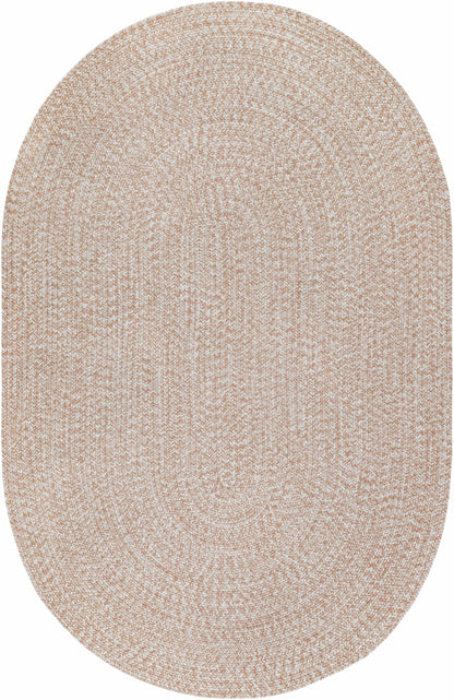 Cream Braided Faux Jute Outdoor Rug.