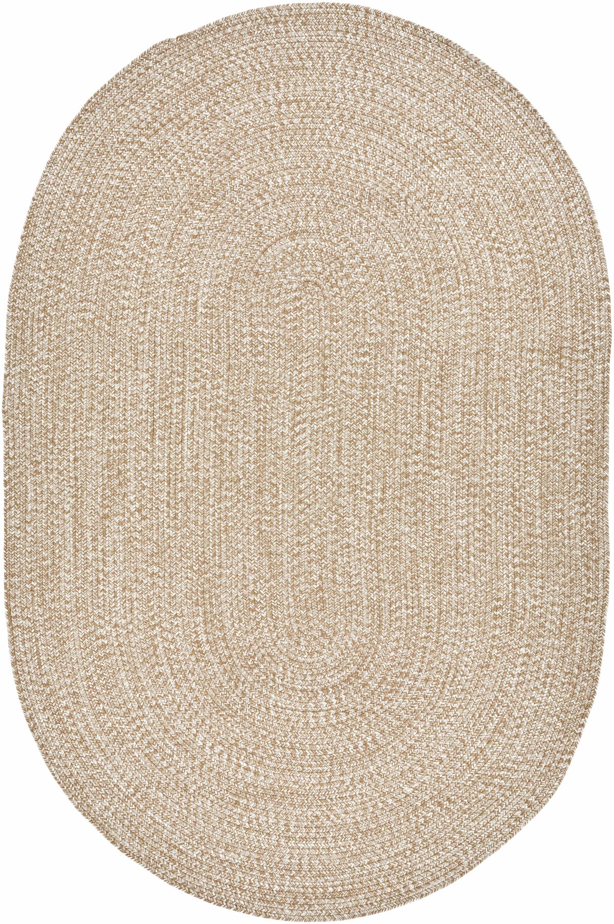 Cream Braided Faux Jute Outdoor Rug.