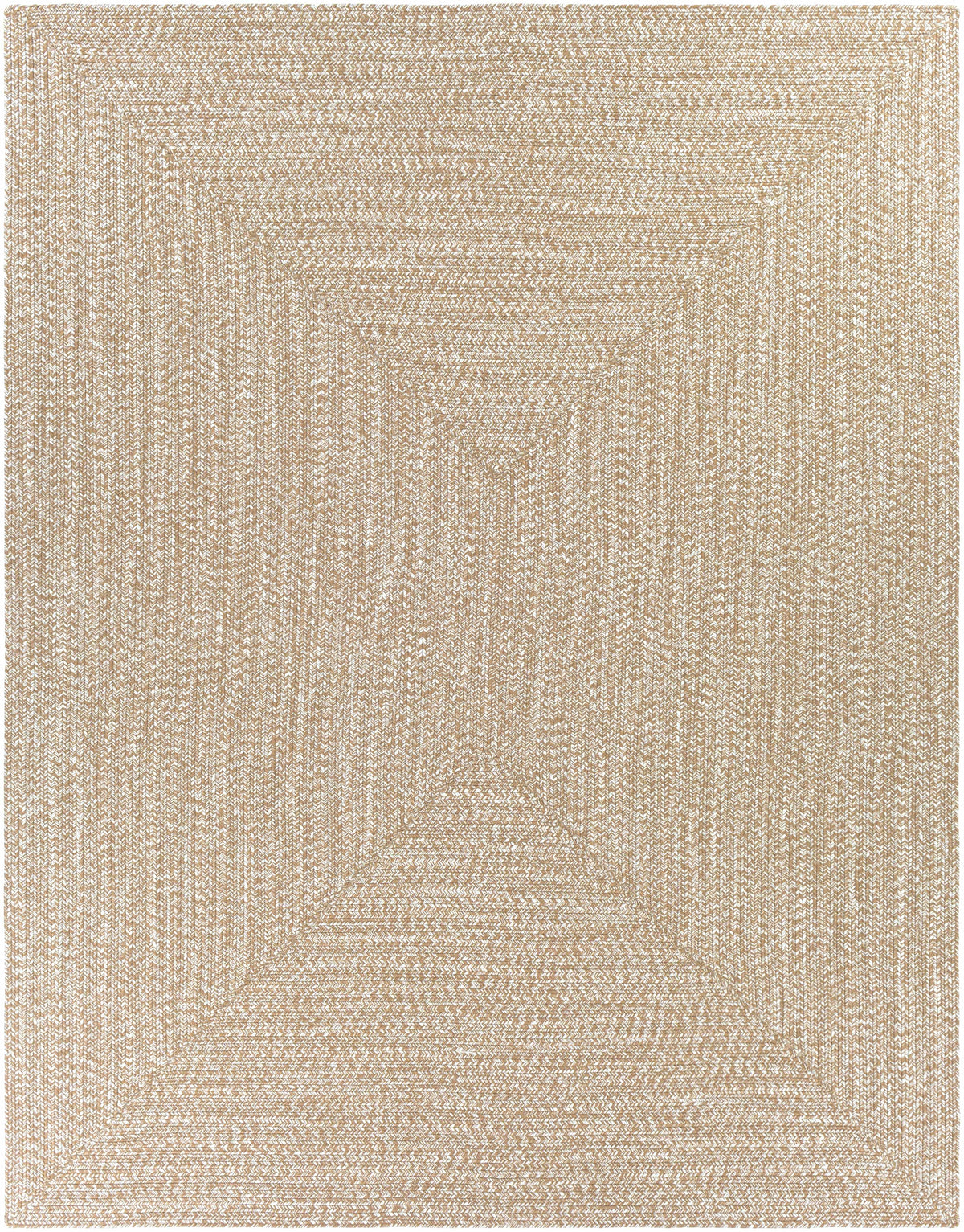 Cream Braided Faux Jute Outdoor Rug.