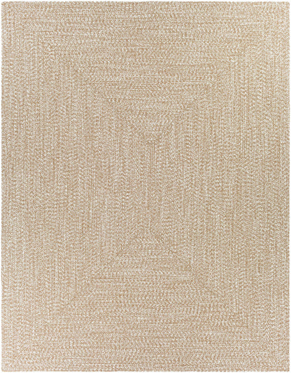 Cream Braided Faux Jute Outdoor Rug.