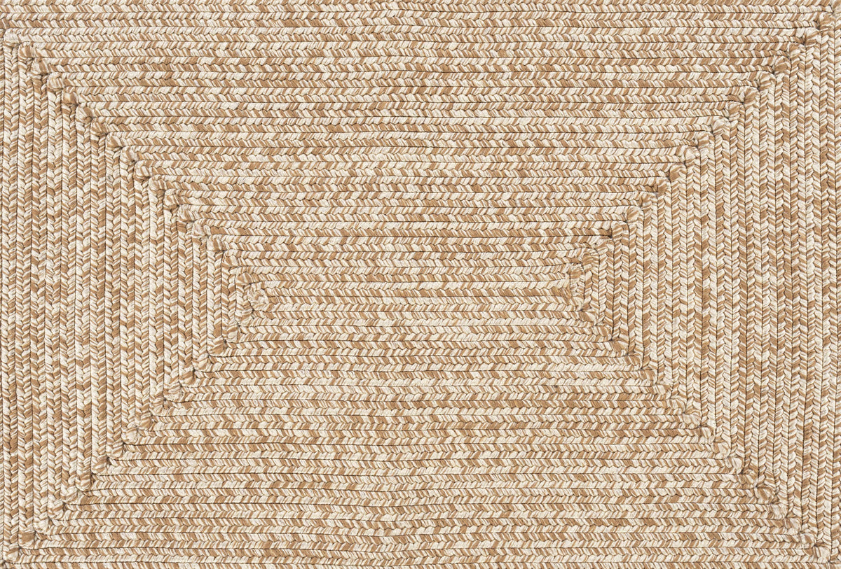 Cream Braided Faux Jute Outdoor Rug.