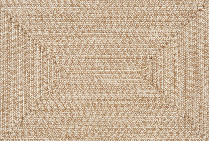 Cream Braided Faux Jute Outdoor Rug.