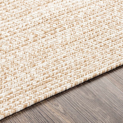 Cream Braided Faux Jute Outdoor Rug.