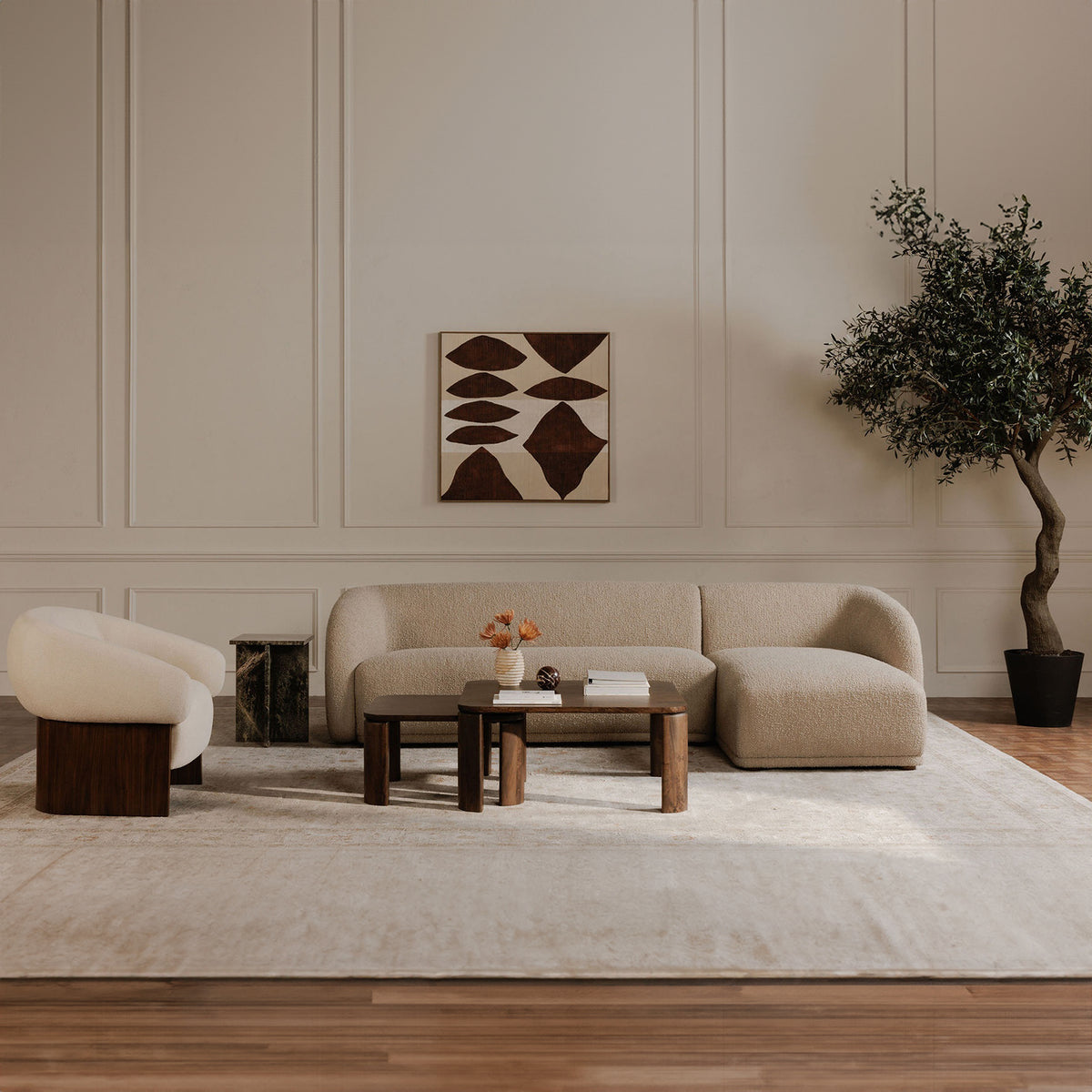 Faye Left Sectional Beige Boucle view 8