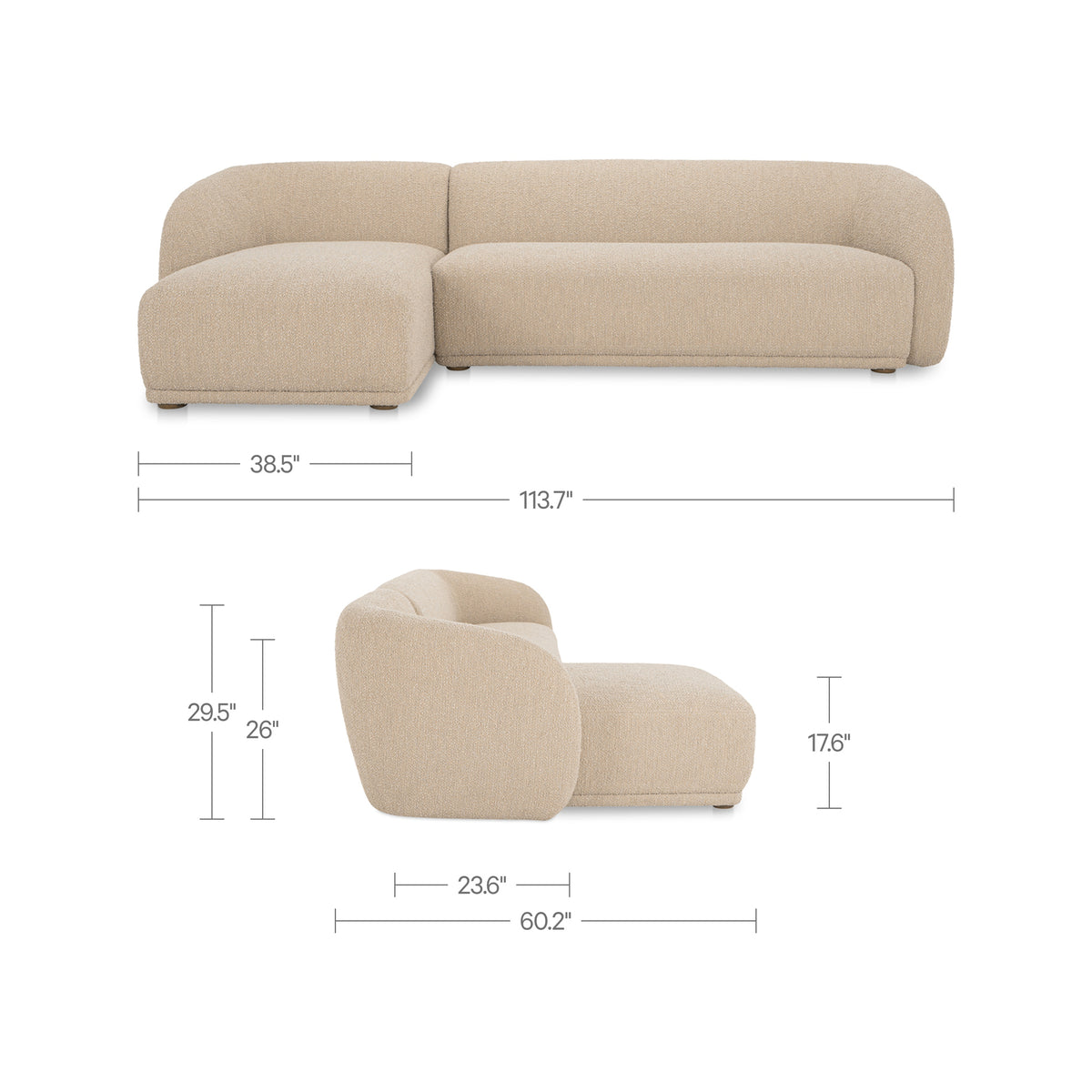 Faye Left Sectional Beige Boucle view 9