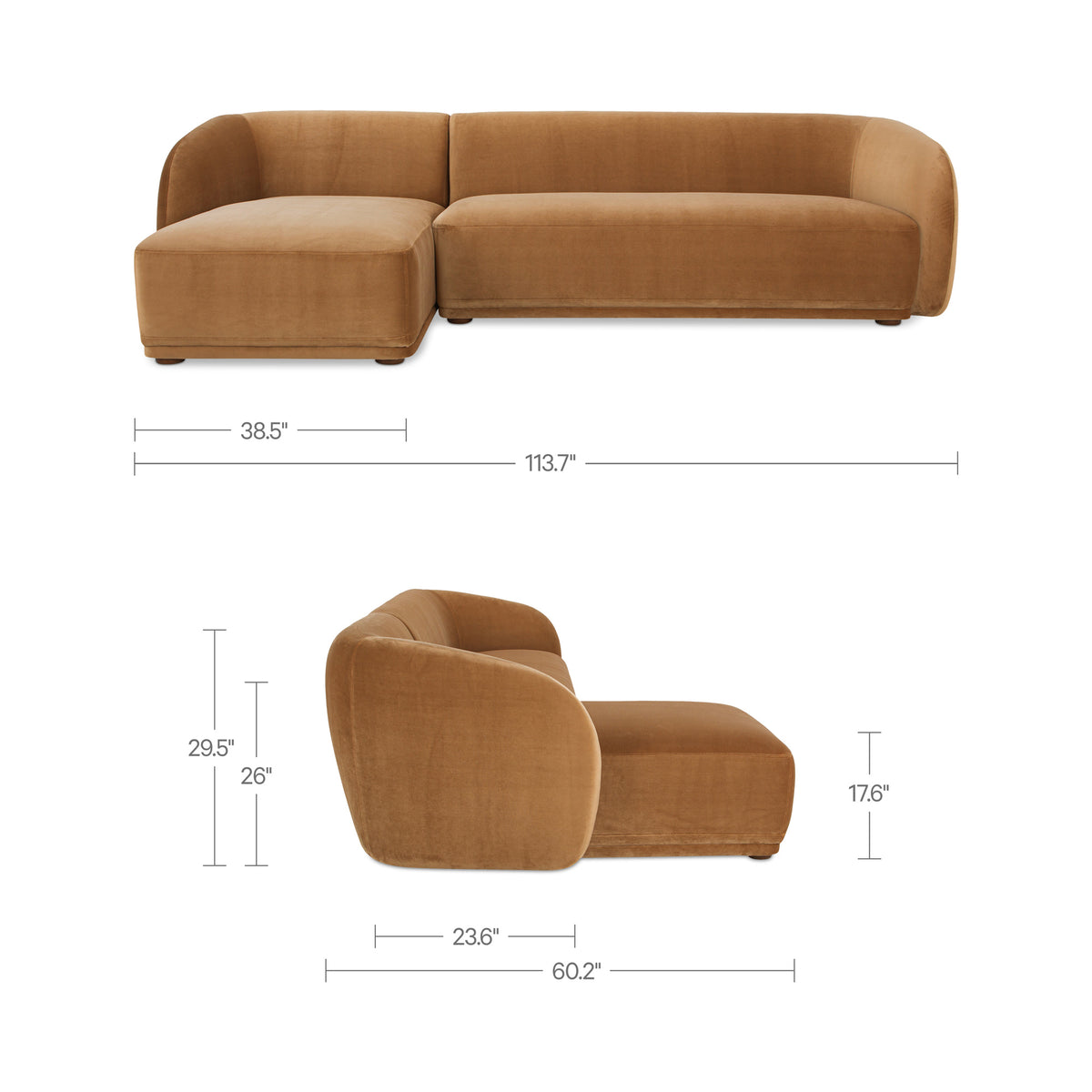 Faye Left Sectional Tan Faux Mohair view 9