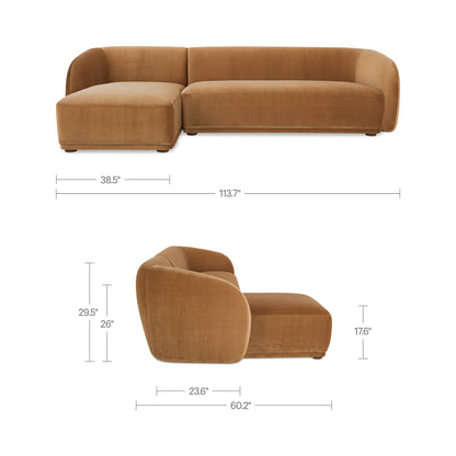 Faye Left Sectional Tan Faux Mohair view 9