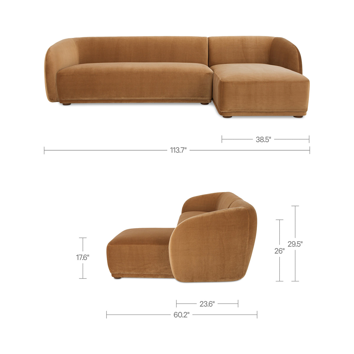 Faye Right Sectional Tan Faux Mohair view 9