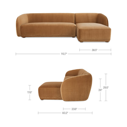 Faye Right Sectional Tan Faux Mohair view 9