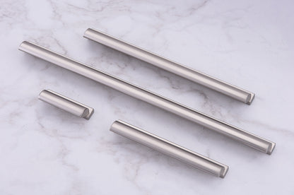 Lew's Finger Cabinet Knobs and Pulls in Brushed Nickel.