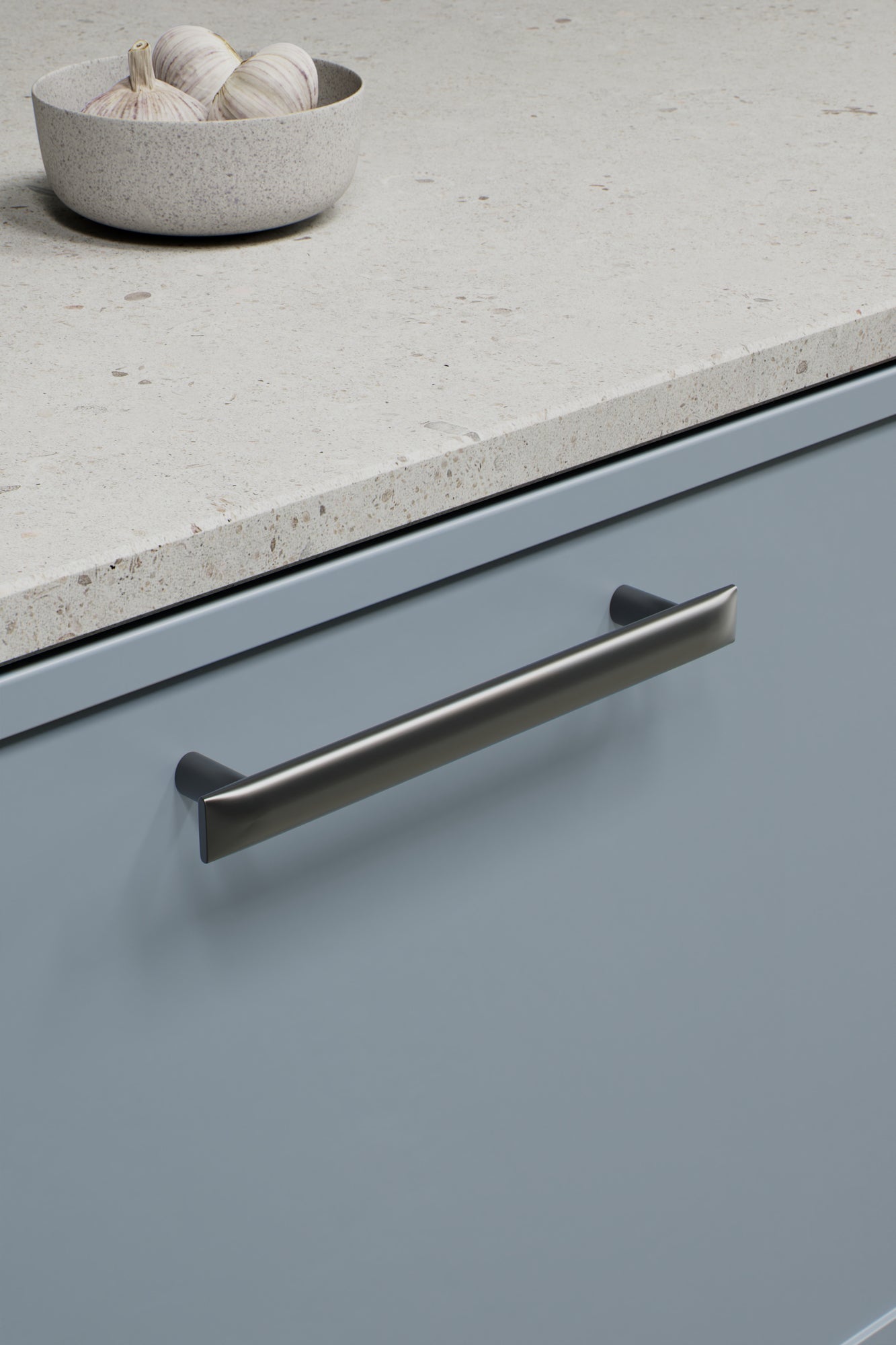 Gun Metal "Flow" T-Bar Cabinet Knob and Drawer Pull.