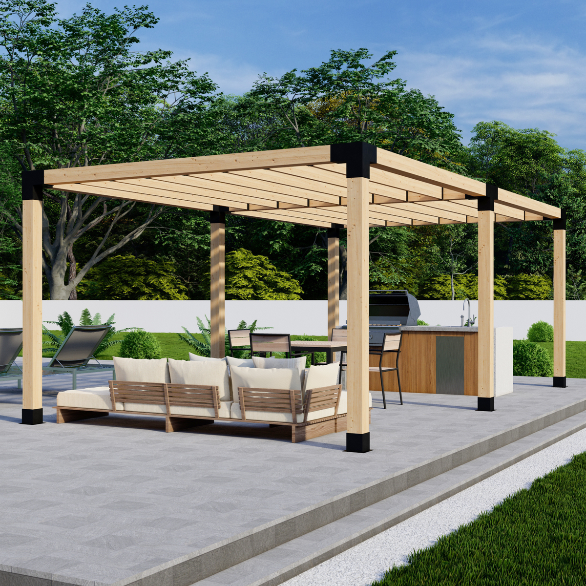 DIY Pergola Bracket Kit for a Freestanding Pergola With Slatted Roof - Any Size Up to 24' x 12'.