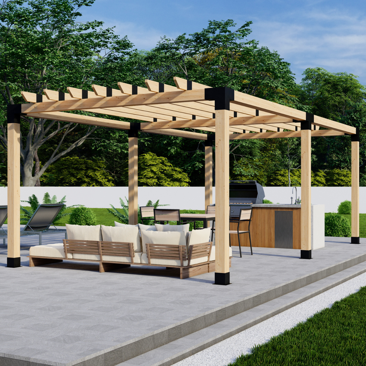 DIY Pergola Bracket Kit for a Freestanding Pergola With Roof Rafters - Any Size Up to 24' x 12'.